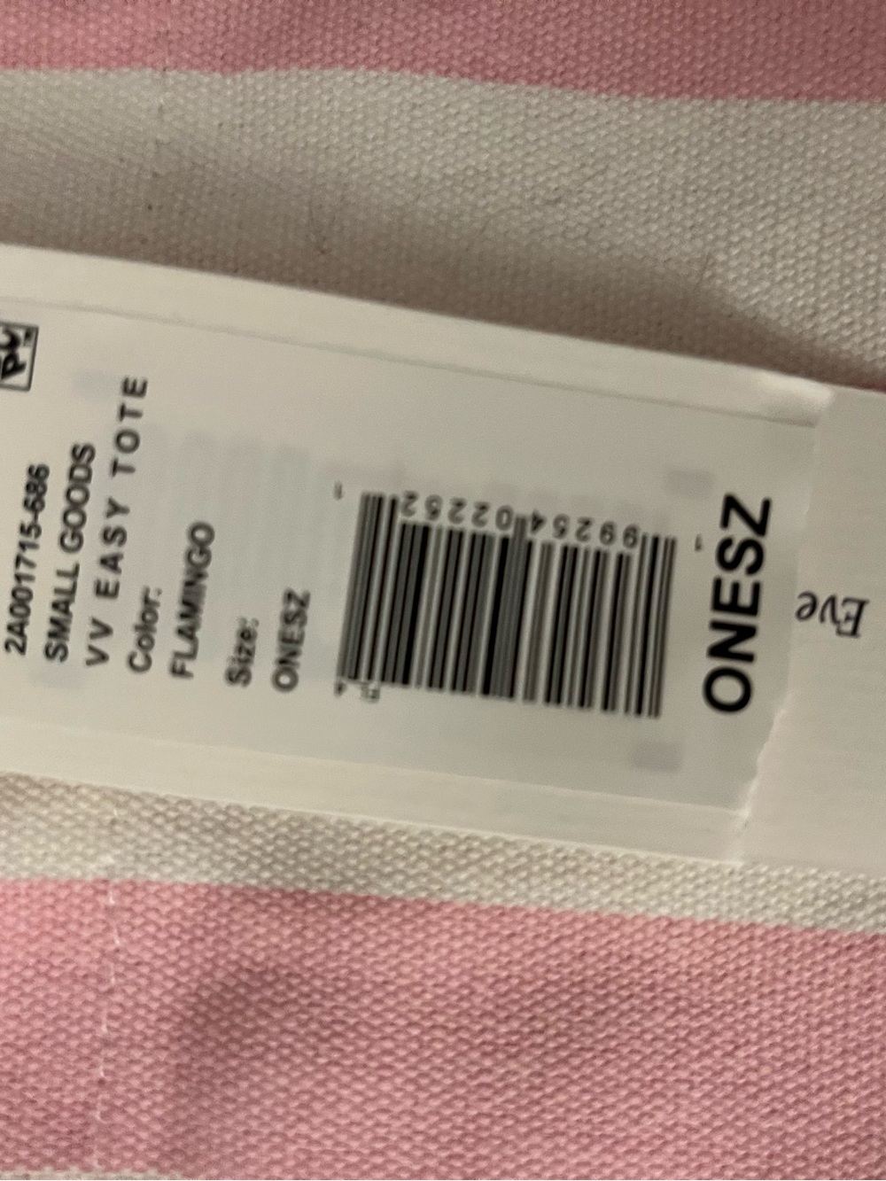 Vineyard Vines Pink and White Vertical Stripe Canvas Tote NWT - Picture 4 of 4